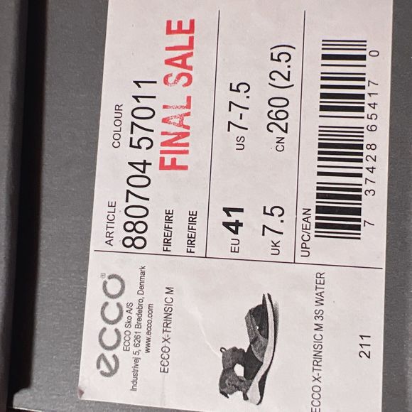 Ecco Men\'s X-Trinsic M 3S Water Sandal Fire Size 7-7.5 EU41 NIB main image 5